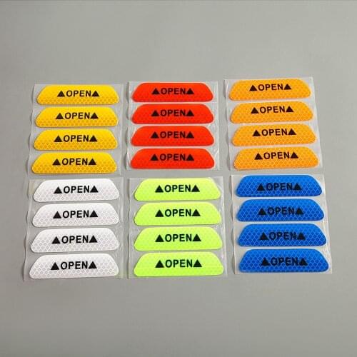 4 PCS Car Decoration Door Fluorescent Reflective Sticker Warning Sticker Auto Vehicle Safety Luminous Warn Anti-Collision Strips