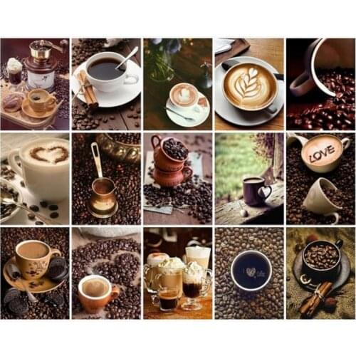 Coffee bean diamond painting coffee cup crystal embroidery diamond dotz kit mosaic cross stitch sticker resin beads poster craft