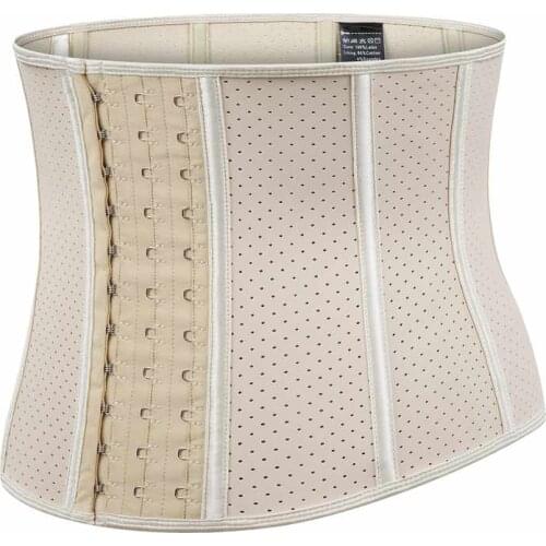 XXS-6XL 100% Latex Waist Trainer Steel Boned Hollow Out Corset Top Slimming Belt Body Shaper Underbust Waist Cincher Black Beige