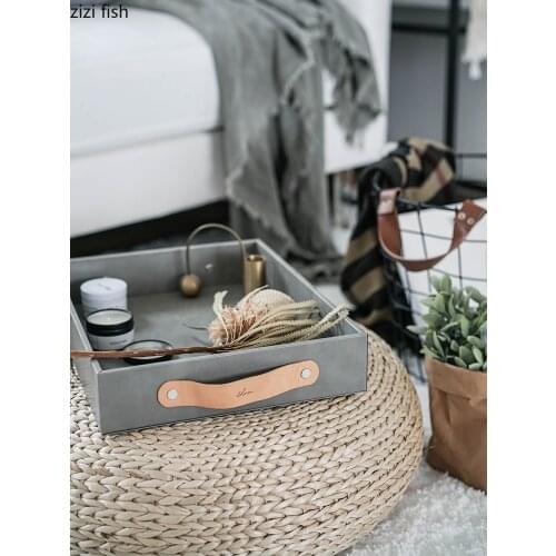 Leather Office Desktop Storage Trays Home Stationery Organiser Bedroom Dressing Table Skincare Storage Jewelry Display Plate