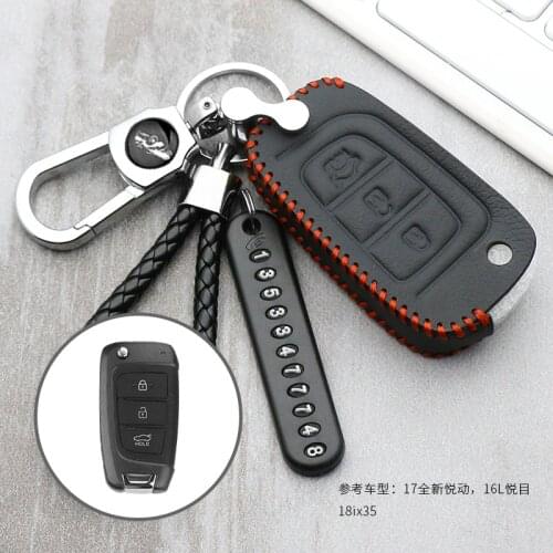 3 Buttons Folding Remote protect Leather Car Key Cover Case For Hyundai Solaris 2 Elantra i30 i35 i40 Tucson Kona 2017 2018 2019