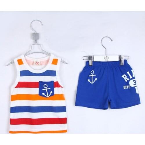 Summer Child Clothing Sets Sea Style Kids Clothing Sets Boys Girls Vest Shorts Set 1896