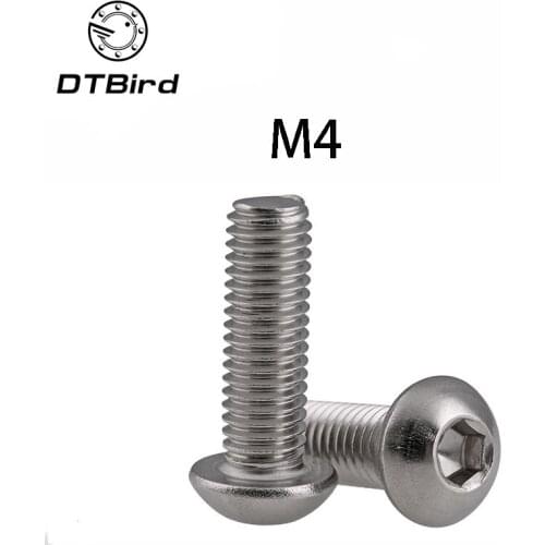 M4 Bolt A2-70 Button Head Socket Screw SUS304 Stainless Steel M4*(5/6/8/10/12/14/16/18/20/25/30/25~80) mm DT2