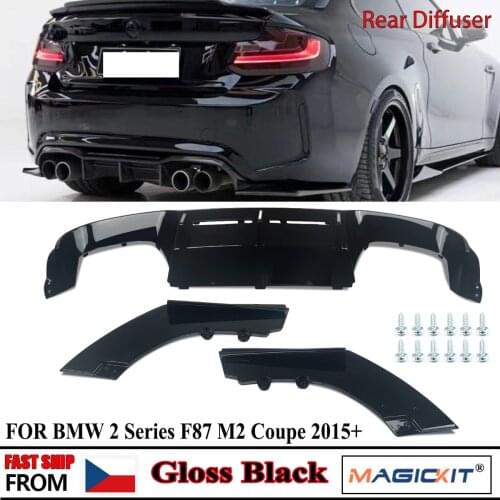MagicKit For BMW M2 F87 2015-18 Competition MTC Style Rear Diffuser Splitters Gloss Black