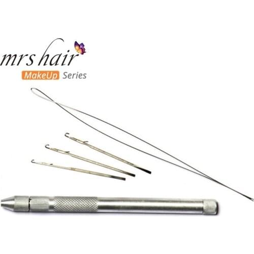 Mrshair 1pcs Metal Lace Wig Making Ventilation/Handle Pulling/Weaving Needles micro ring hook needle and loop thread
