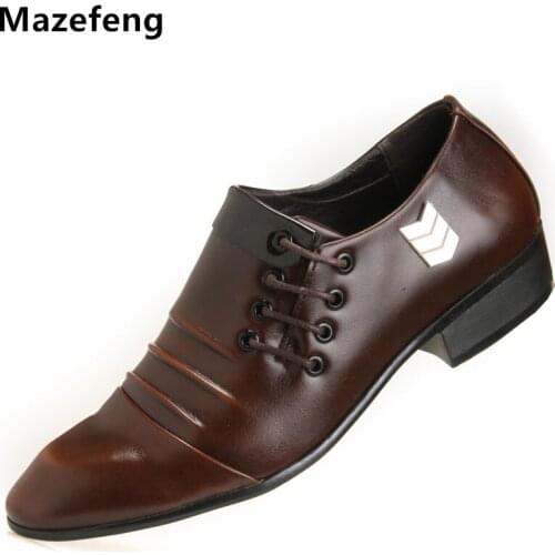 Mazefeng 2018 Spring Men Wedding Shoes Business Pointed Toe Dress Shoes Leather Breathable Men Casual Shoes Men Formal Footwear