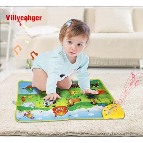 69*50cm Animal Farm Theme Musical Learning Mat with Songs & 7 Animals Voice Flashing Touch Play Carpet Educational Toys for Kids