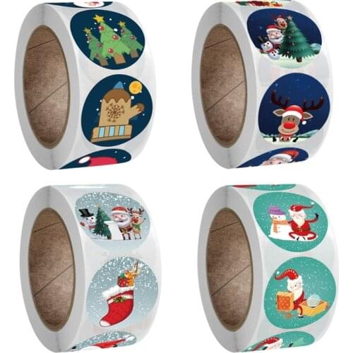 500pcs/roll Handmade Sticker Merry Christmas Card Box Package Santa Label Sealing Stickers Wedding Party Supplies