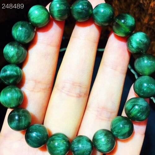 Natural Green Rutilated Quartz Clear Round Beads Bracelet 10.5mm For Women Men Fashion Wealthy Stone Genuine AAAAAA