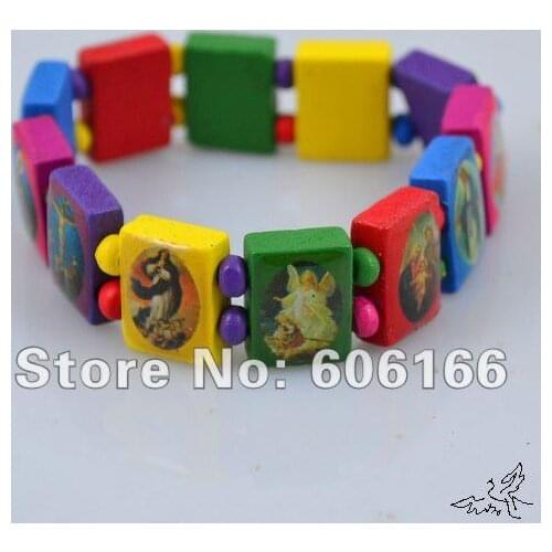 NEW 120pcs/lot Mix Color In One Rosary Beads Bracelet Catholic Wooden Holy Icon Jesus Virgin Mary Bracelets Religious Jewelry