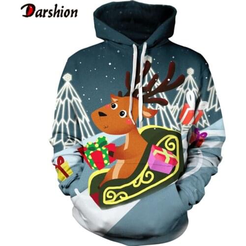 New Harajuku Hip Hop Sweatshirts Christmas Wapiti Series Wild Men/Women Autumn And Winter Long Sleeve Hoodies Sweatshirts