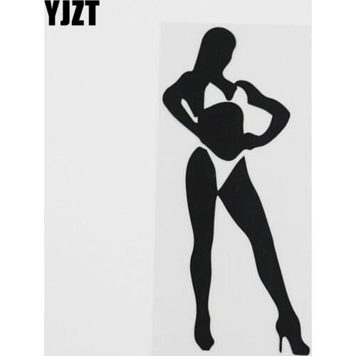 YJZT 7.4CMX16.1CM Fitness Gym Woman In A Bikini Decal Vinyl Car Sticker Black/Silver 8A-0441