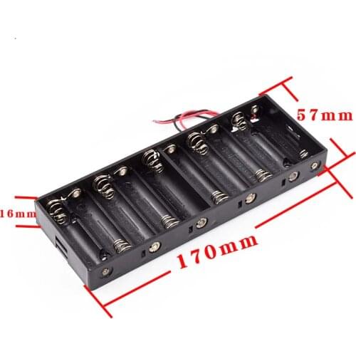 Plastic 10 X 1.5V AA Batteries Holder Black Shell 10 Slots 15V Battery Storage Box Case Double With Wire Leads