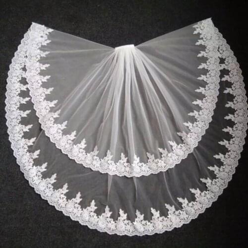 Real Photos White/Ivory Cathedral Length Lace Mantilla Crochet Bridal Veil Headdress With Comb Wedding Accessories MD3079