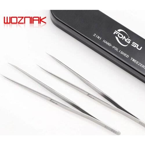 Hand polished 3D tweezers Tip / flat Maintenance mainboard flying wire chip IC clamping Precision microscope tweezers
