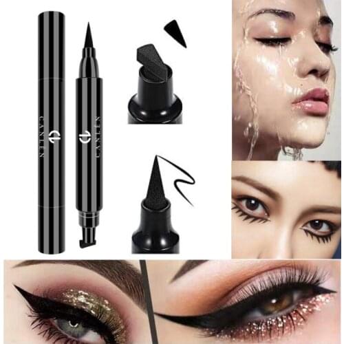 Eyeliner Stamper Waterproof Wing Quick Dry Double Sided Stamp Seal Soft Liquid Black Professional Eyes Makeup Pen Beauty Tools