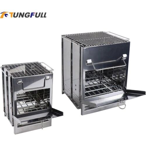 Collapsible Barbecue Grill Portable Charcoal Bbq Grill Foldable Handle Silver barbecue Grill Camping Outdoor Cooking grill