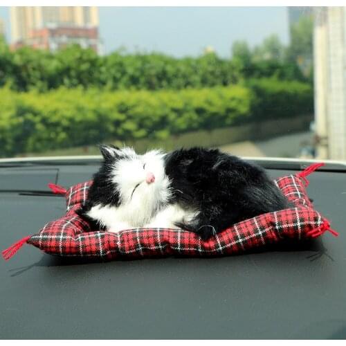 Sleeping Cats Auto Dashboard Decoration Car Ornaments Lovely Plush Kittens Doll Toy Car-styling Cute Simulation