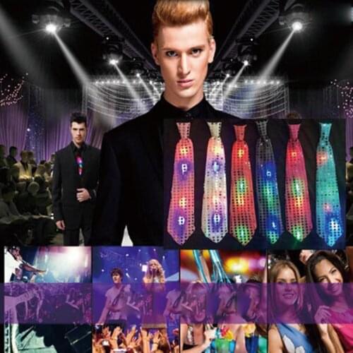LED Colorful Tie Multicolor Flash Bow Sequin Tie Knot Glow In The Dark In Toys For Stage Show Bar Party Event Wedding Supplies