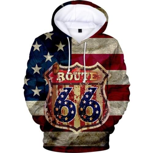 2021 Fashion Design Route 66 Autumn 3D Hoodies Men/Women Sweatshirt Kawaii Kids Outwear High Quality Hooded Mother Road Clothes