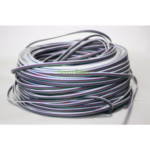 10m 20m 50m 5 pins RGBW RGBWW Extension Cable Connector 22AWG RGB+Black Wire Cord For 5050 RGBW LED Strip/Light/Module etc
