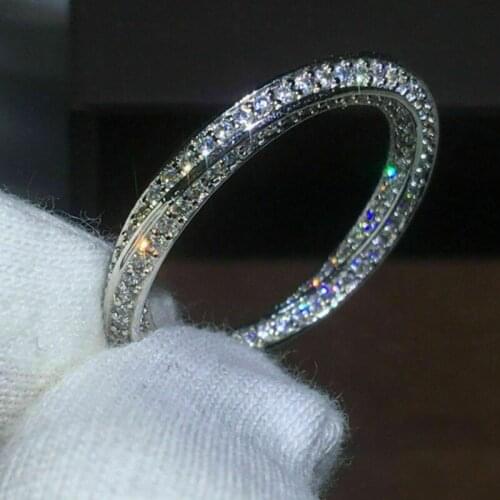 UILZ 2021 New Wedding Rings for Women Micro Paved CZ Crystal Silver Color Simple Anniversary Jewelry Drop Shipping CRL1865