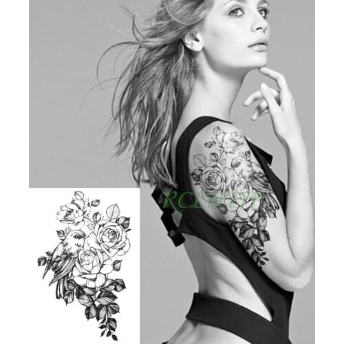 Waterproof Temporary Tattoo Sticker Bird Flower Rose fake tatto Cool flash tatoo tatouage temporaire body art for girl women men