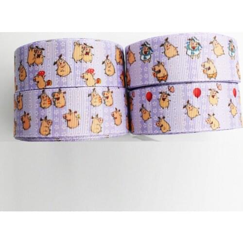 WL 10 Yards 1/2’’38mm Cartoon Pig Print Grosgrain Ribbon Hair Bow Headdress Diy Handmade Wedding Party Decoration