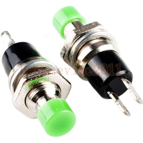 YOCOMYLY 100pcs Green 8mm 2 Pins Momentary NO Push Button Switch push-on,Release-off