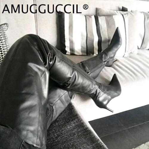 2021 New Plus Big Size 36-47 Black Zip Fashion Sexy Thigh High Over The Knee Autumn Female Winter Female Lady Women Boot X2035