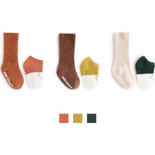 Winter warm newborn baby socks cartoon emotion face embroidery kids anti-slip socks for boy and girls floor socks children Xmas