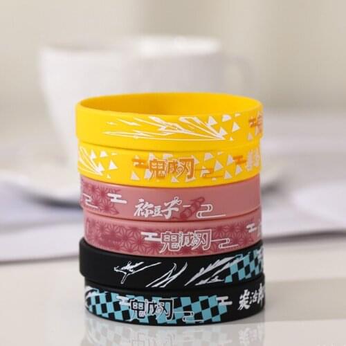1pcs Demon Slayer Bracelet Silica Gel Cartoon Bangles Anime japan Demon Slayer