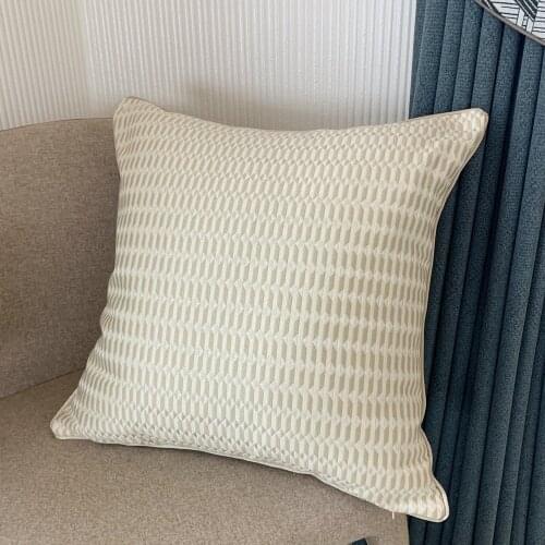 Contemporary Small Geometric Checks Woven Jacquard Decorative Pillow Case Beige Sofa Chair Cushion Cover 45x45cm 1pc/lot