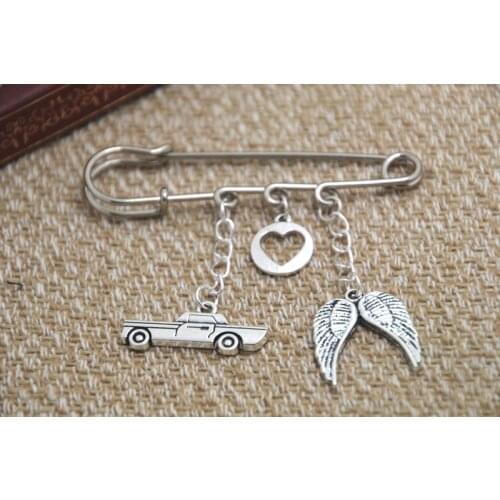 12pcs Supernatural inspired Destiel themed charm kilt pin brooch (38mm)