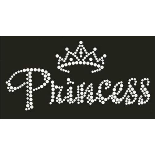 2pc/lot crown princess appliques iron on transfer hot fix rhinestone rhinestone iron on transfers designs patches baby shirt
