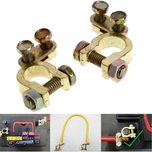 2Pcs Durable Replacement Auto Car Battery Terminal Clamp Clips Brass Connector
