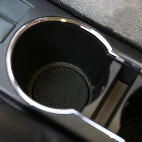 2pcs Silicone Black Car Auto Water Cup Slot Non-Slip Carbon Fiber Mat Accessories Car Protective Pad Car Interior Accessories