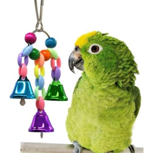 30pcs/lot Colorful Beads Bells Parrot Toys Suspension Hanging Bridge Chain Pet Bird Parrot Chew Swing Toys Bird Cage