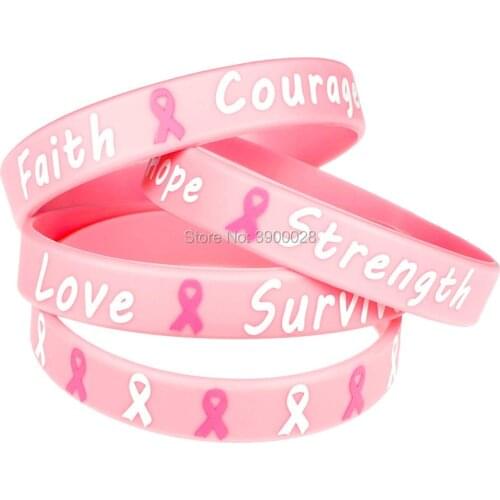 300pcs Breast Cancer Awareness Love Survivor silicone wristband Personalized Rubber bracelets Sports Gifts shipping by DHL A