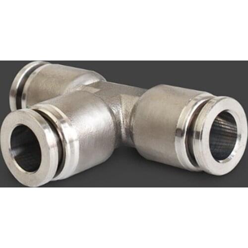 304 Stainless Steel Pneumatic Connector Quick Plug Quick Connector T-type Three-way PE-4/6/8/10/12/14/16