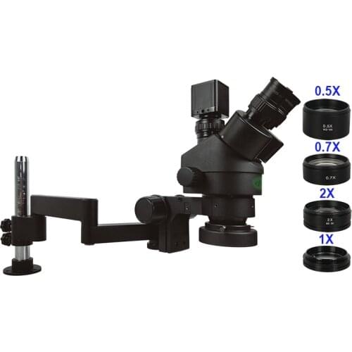 38MP Camera 11.6''LCD Rotate Arm Stand Trinocular Stereo Soldering Microscope HDMI USB Digital 144 Light for Cell Phone Repair