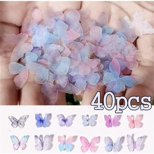 40Pcs/Bag Three-dimensional Stereoscopic Butterfly Sequins 3D Nail Art Decorations Emulational Design Nail Decor Style Manicure