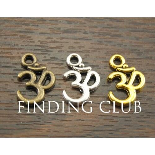 50 pcs Metal Alloy OM Aum Ohm Mantra Sign Charm Pendant 15x10mm Fit Jewelry Making