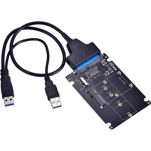 LBER M.2 NGFF or MSATA to USB or SATA 3.0 Adapter, 2-in-1 NGFF or MSATA Converter Reader Card with 2.5 Inch SATA Cable