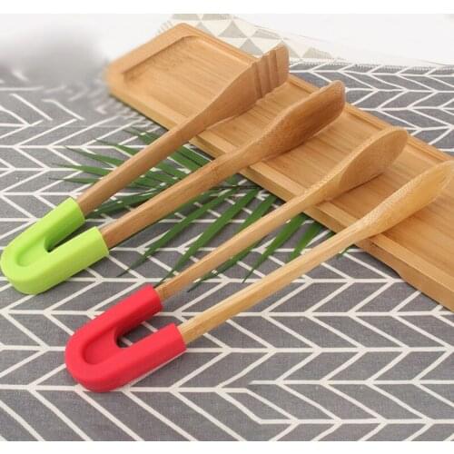 Bamboo BBQ Grilling Tong Bread Salad Serving Tong Non-Stick Kitchen Barbecue Grilling Cooking Tong Kitchen Accessories