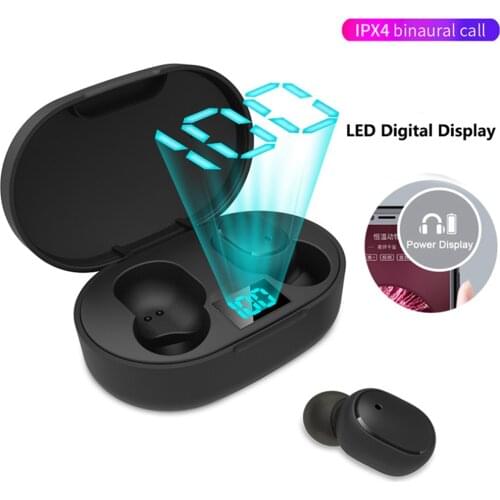 E6s Bluetooth Headpnones Wireless Headset Mini HIFI Headset Stereo in-Ear Waterproof Sports Earphone Smart Digital Display