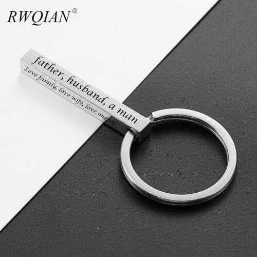 Custom Bar Keychain Simplicity Personalized Stainless Steel Key chain Anti-lost Keyring for Men Dad Boyfriend 2020 Graduate Gift