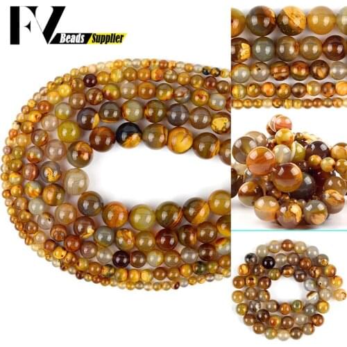 Natural Brown Tiger Skin Agates Stone Beads For Jewelry Making 4 6 8 10 12mm Round Loose Spacer Beads Diy Bracelet Accessories