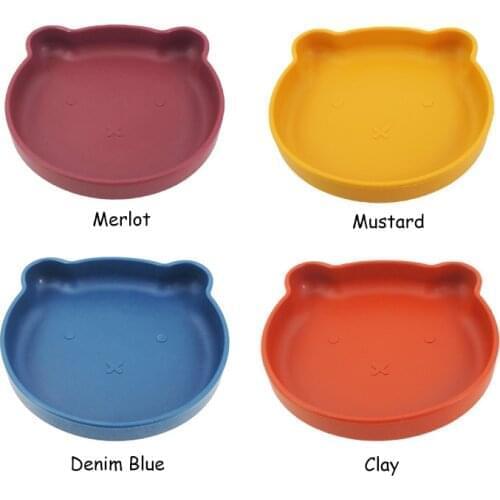 Chenkai 5pcs 4 Color Silicone Bear Shape Baby Dinner Plate Baby Tableware Waterproof Food Feeding Bowl Shatter-resistant Plates