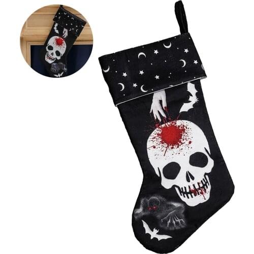 Decorative Halloween Theme Skull&Ghost Socks Horror Printing Gift Bag Hanging Sock For Party Decoration High Quality Material